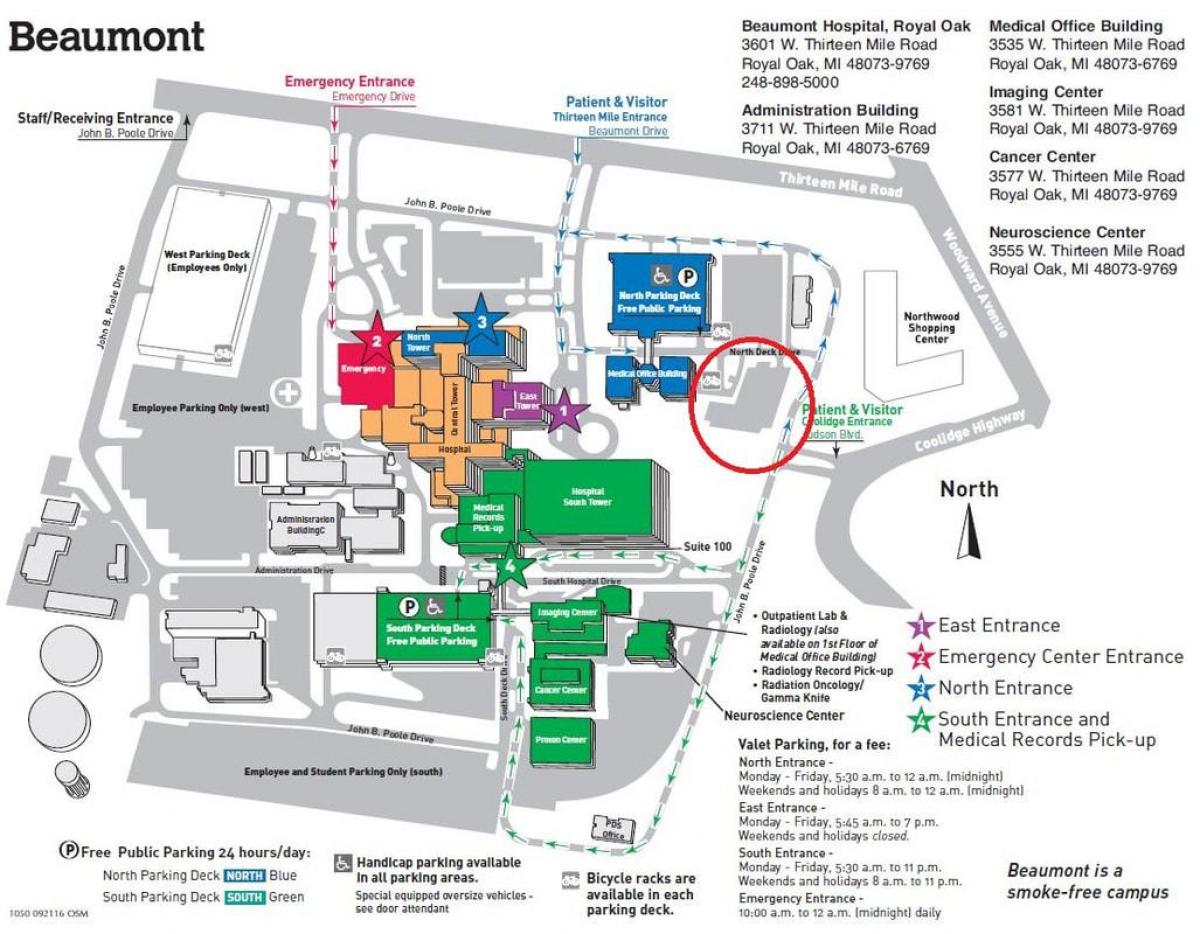 Beaumont Hastanesi harita