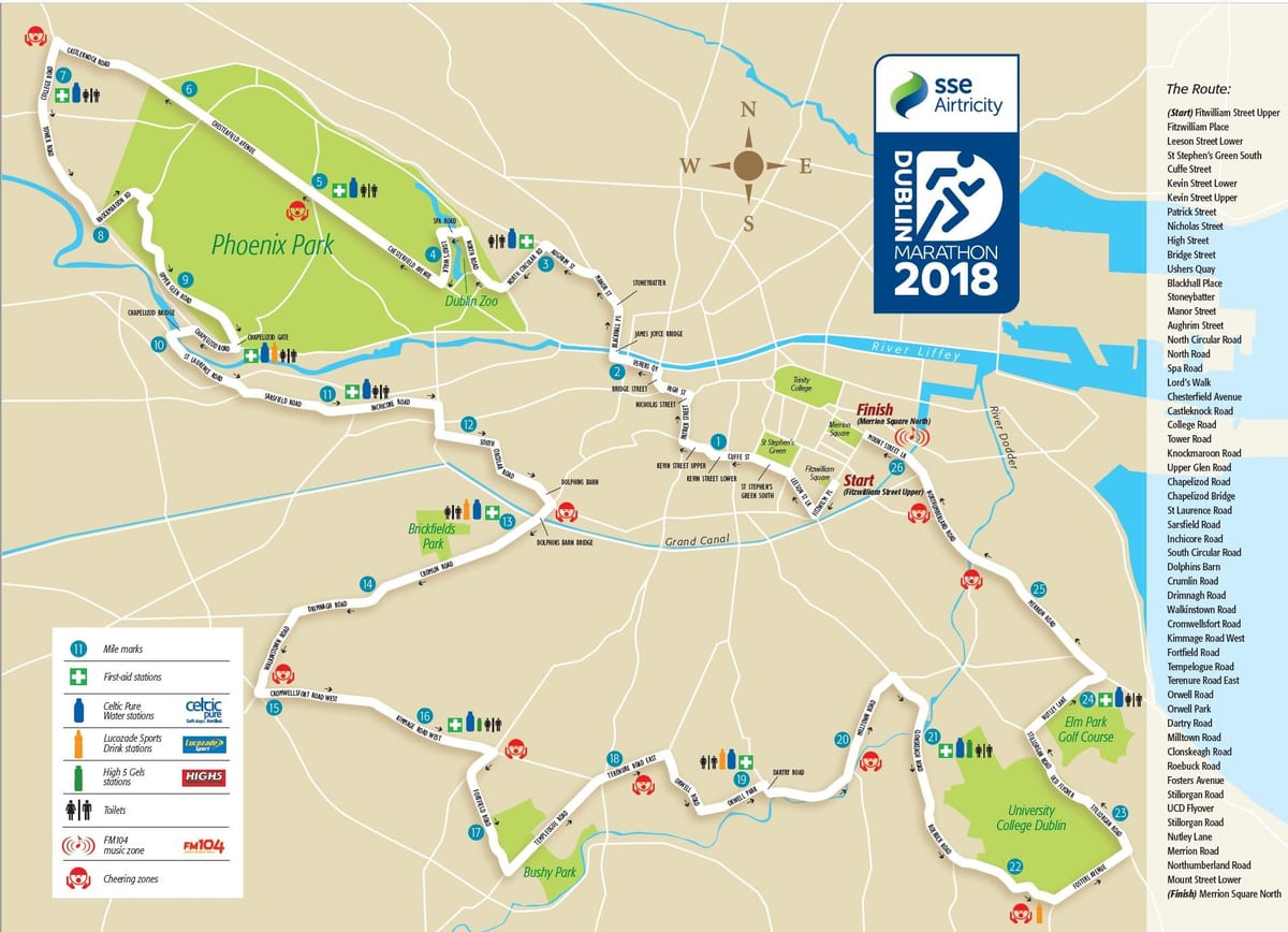 Dublin şehir maraton yol haritası