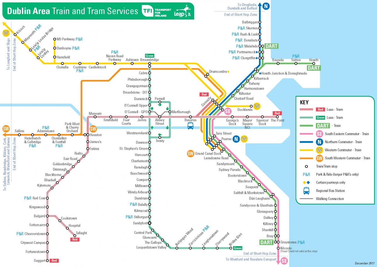 Dublin toplu taşıma haritası